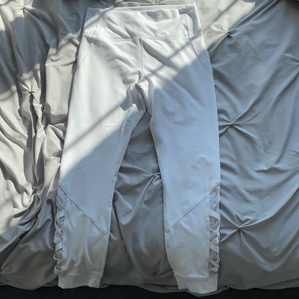 White fabletics powerhold leggings